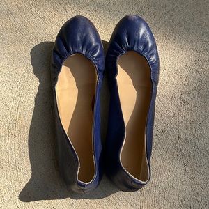 J.Crew, blue ballet flats, leather, size 10